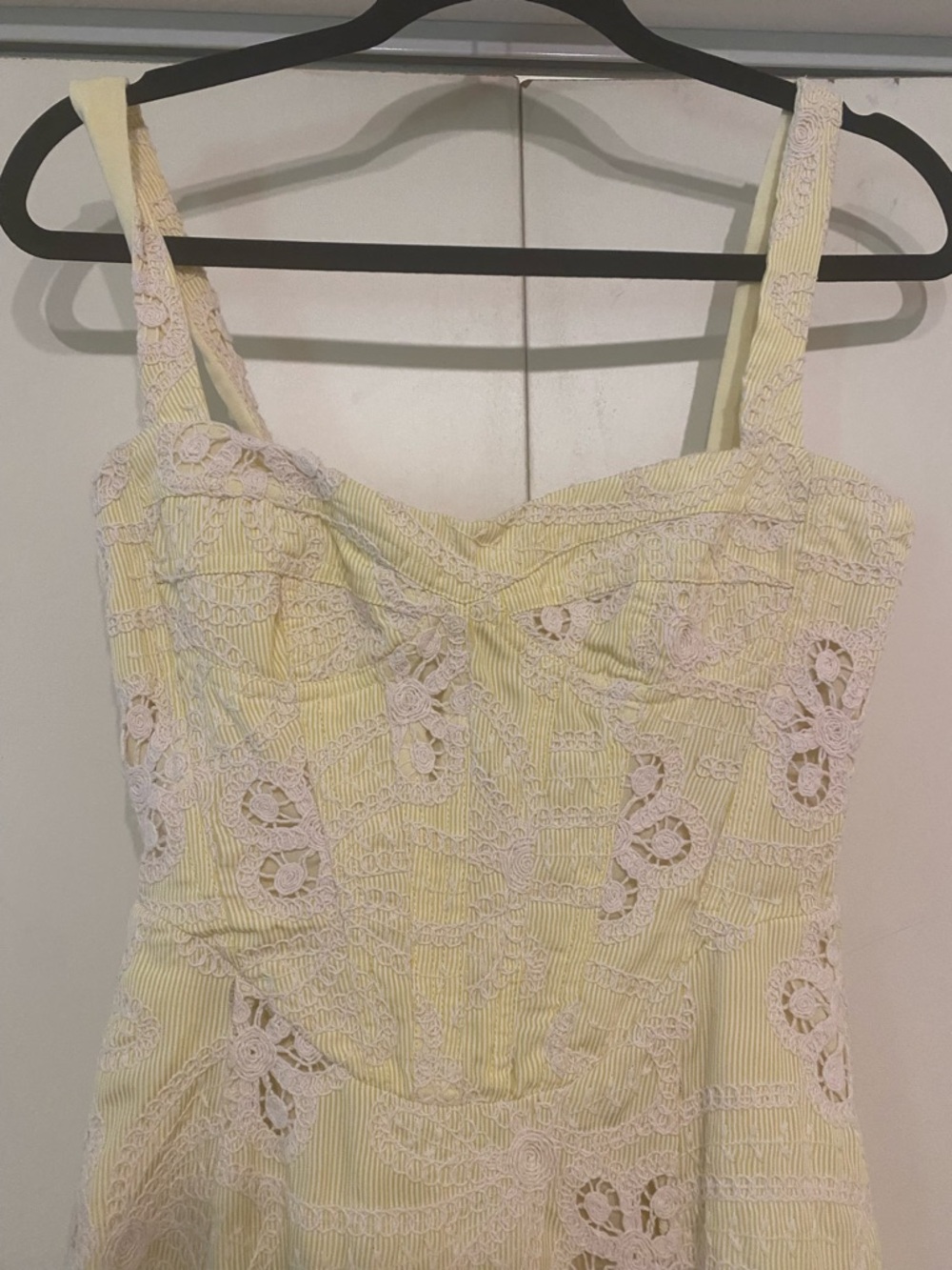 Bardot Pale Yellow Lace-Overlay Sundress